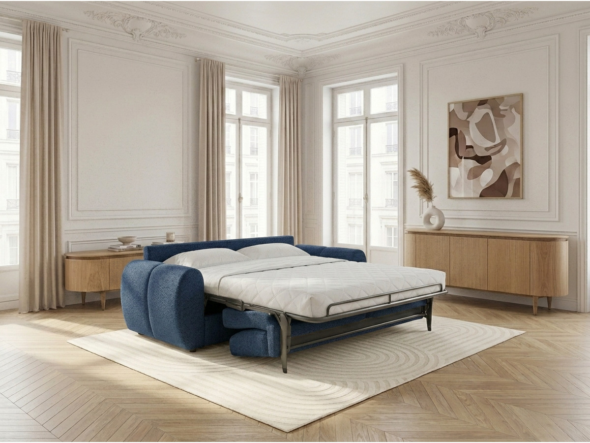 Bobochic Fuji Schlafsofa 3-Sitzer Stoff Dunkelblau