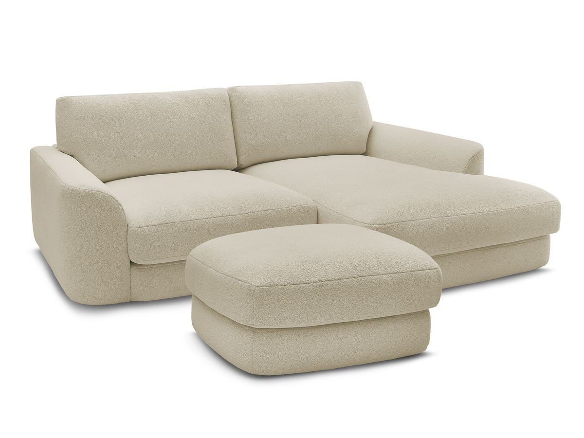 Bobochic Leonore Ecksofa mit Pouf Bouclé-Stoff Beige Ecke rechts
