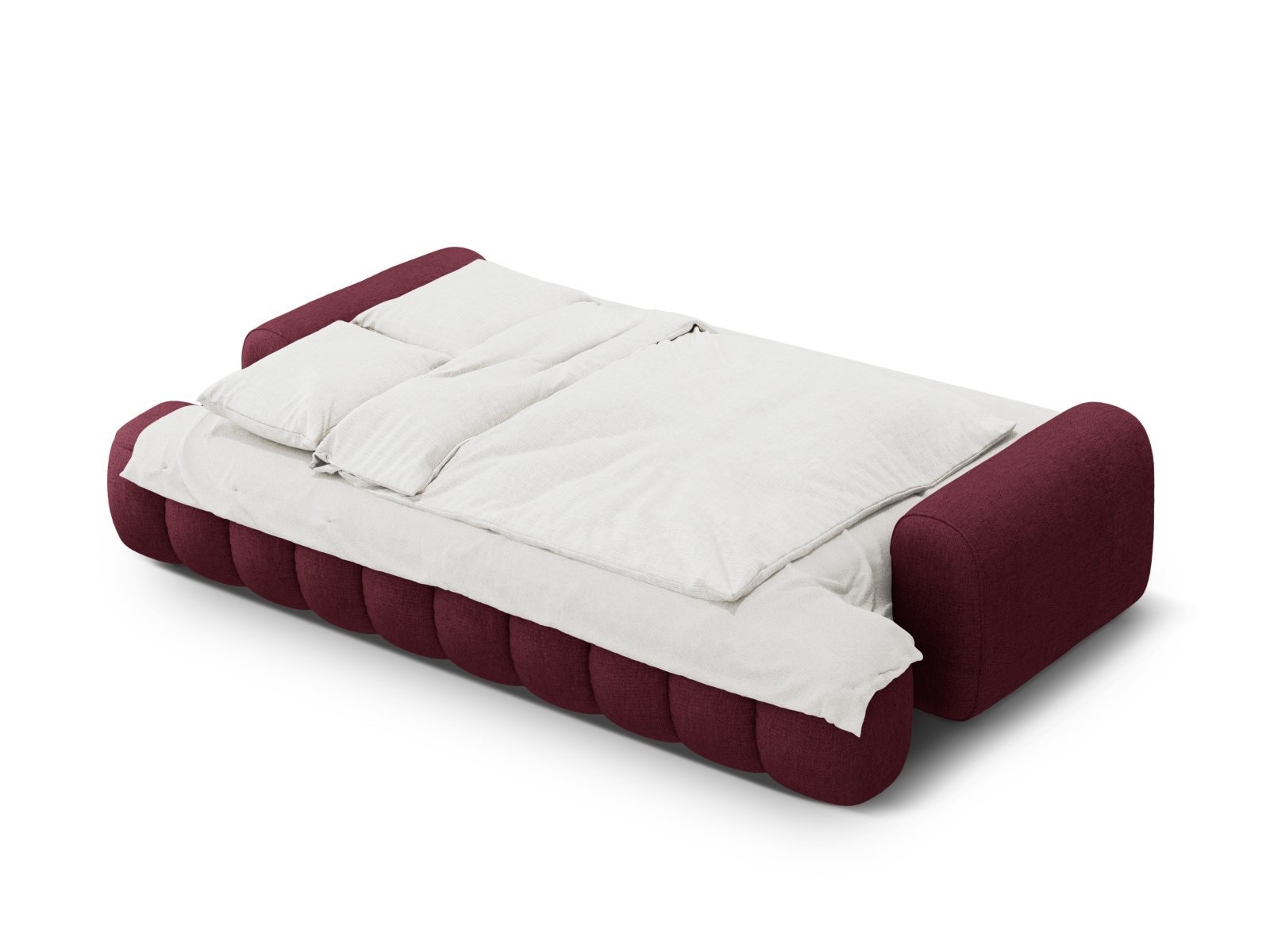 Cosmopolitan Design Schlafsofa Linz 4-Sitzer mit Bettkasten Strukturierter Stoff Sorella Burgundfarben