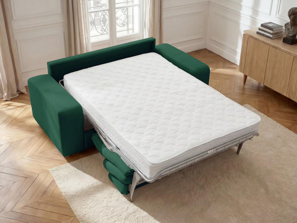 Bobochic Ibiza Schlafsofa 3-Sitzer Strukturstoff Grün, Liegefläche 160 × 196 cm