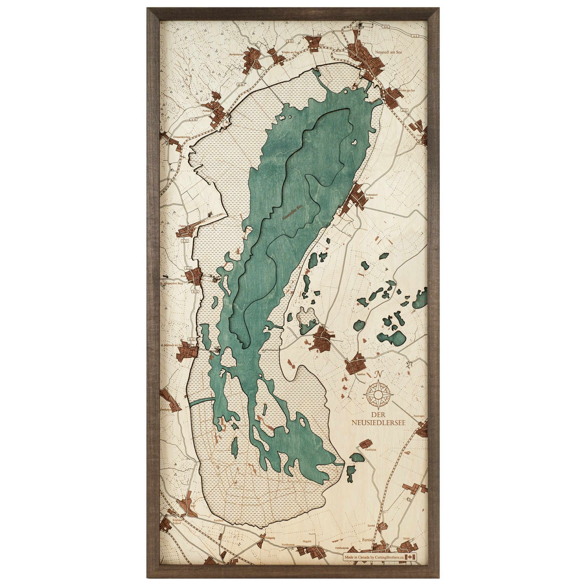 Cutting Brothers 3D Holz-Wandkarte Neusiedlersee 81x40.5 cm