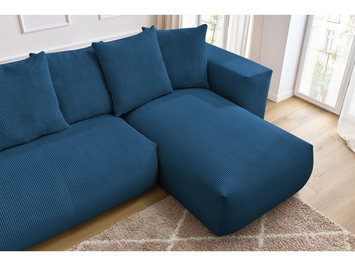 Bobochic Voltaire Wohnlandschaft 356 × 214 cm Cordsamt Dunkelblau Ecke rechts