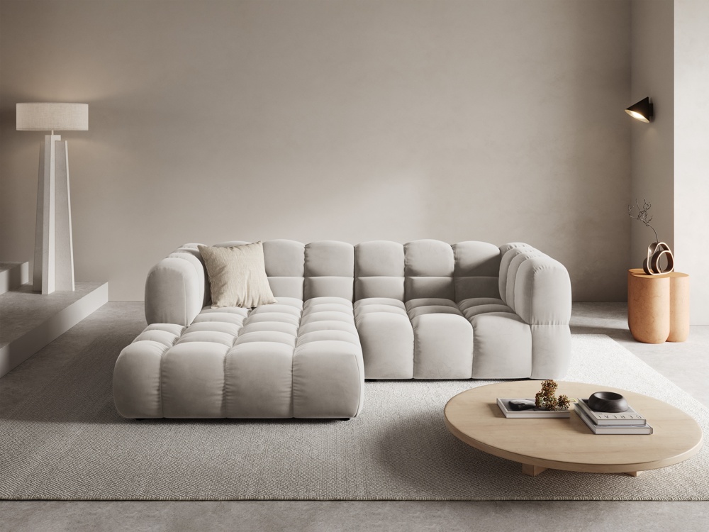Cosmopolitan Design Ecksofa Sky 3-Sitzer Samt Casino Helles Beige Links