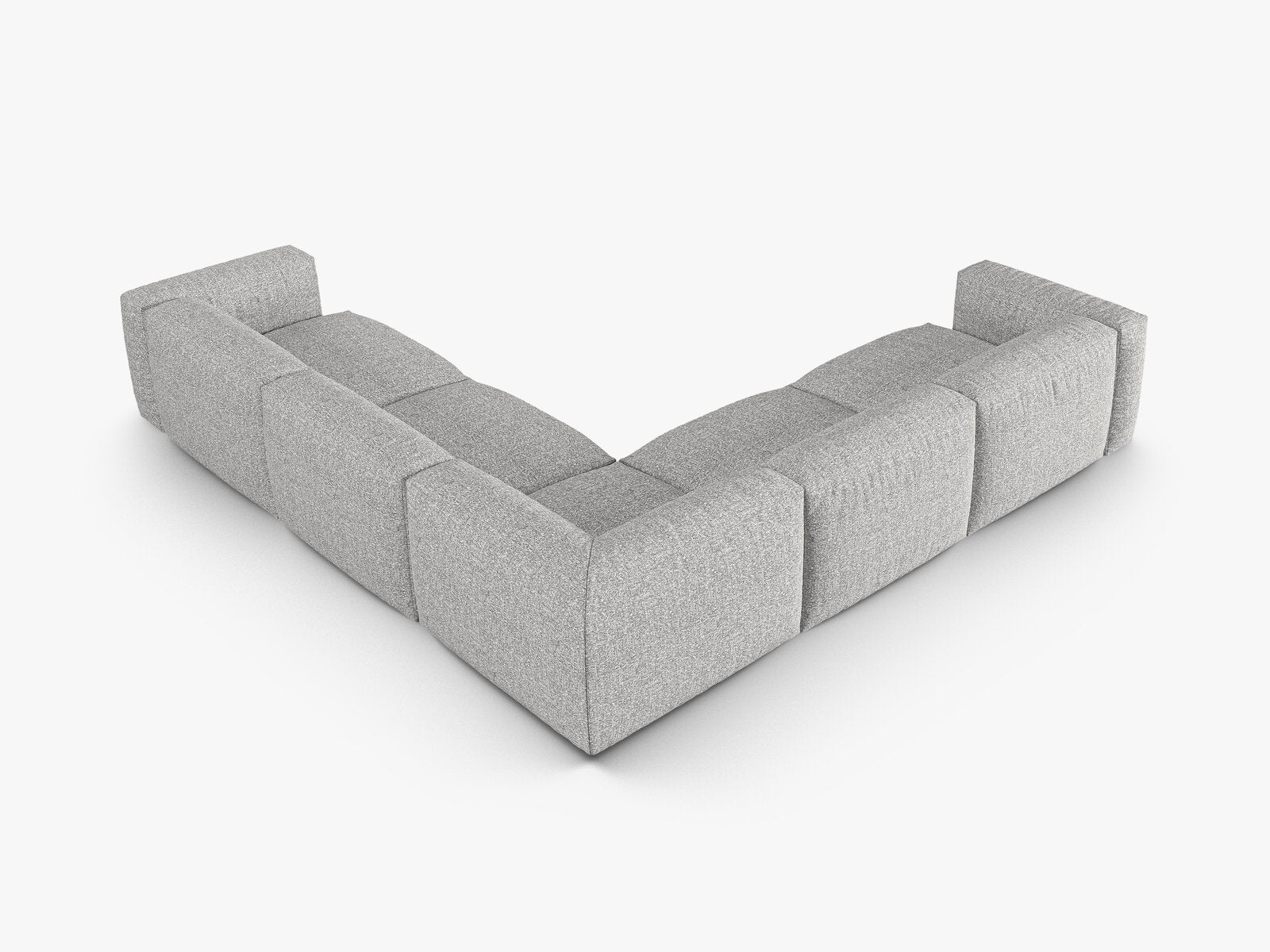 Micadoni modulares symmetrisches Ecksofa XL Martina 5-Sitzer 90cm Sitztiefe Boucle Monet Silber