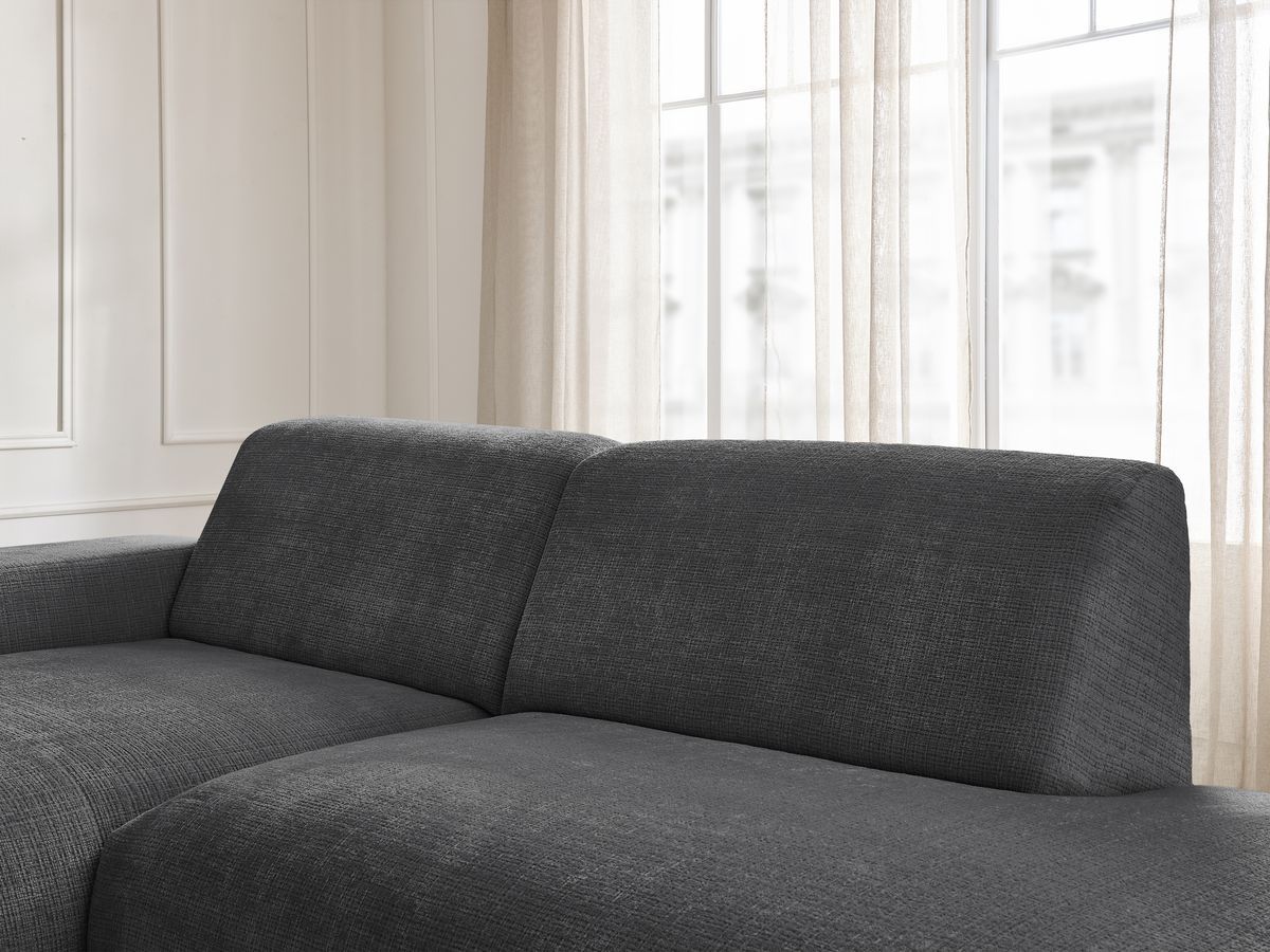 Bobochic Sirius Ecksofa 405 × 170 cm Strukturstoff Schwarz Ecke links