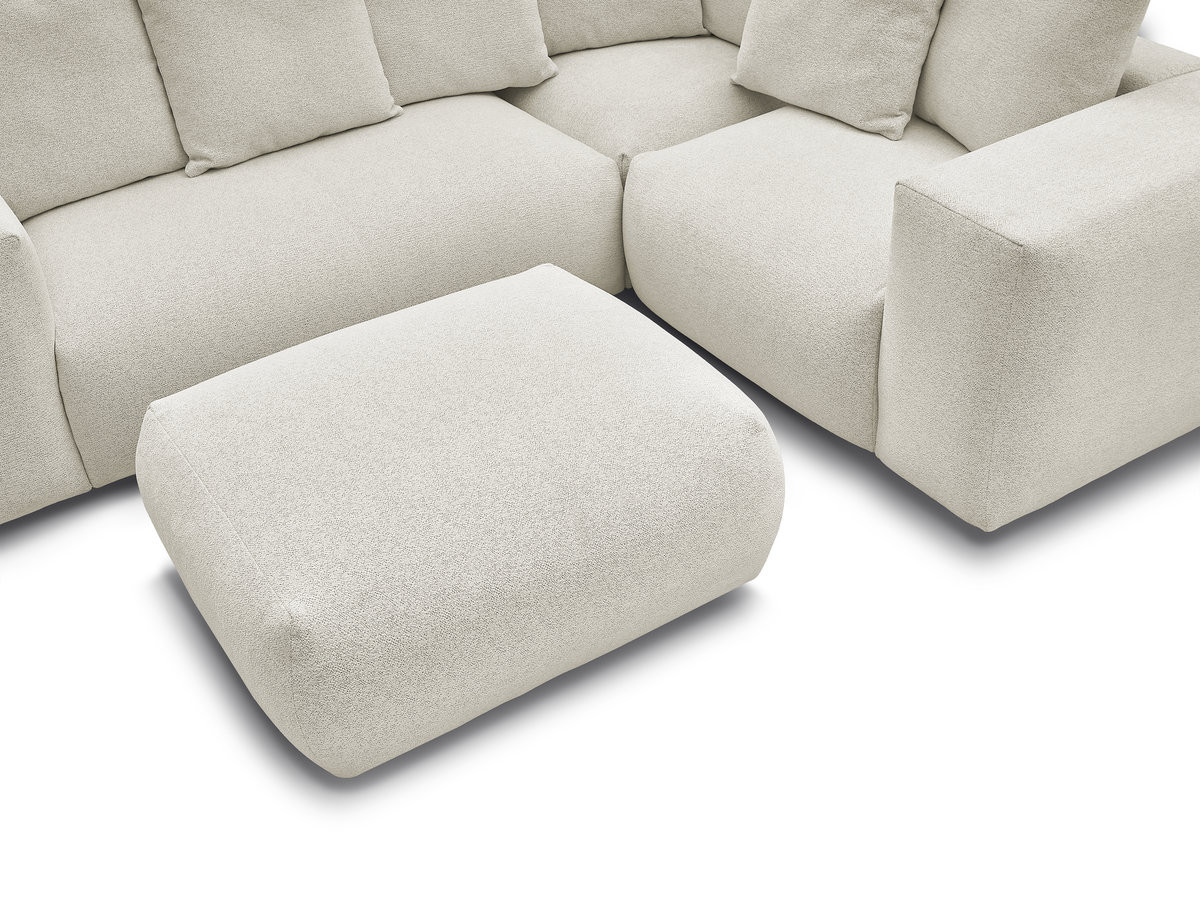 Bobochic Voltaire Ecksofa mit Pouf 268 × 214 cm Melange-Stoff Weiß Ecke rechts