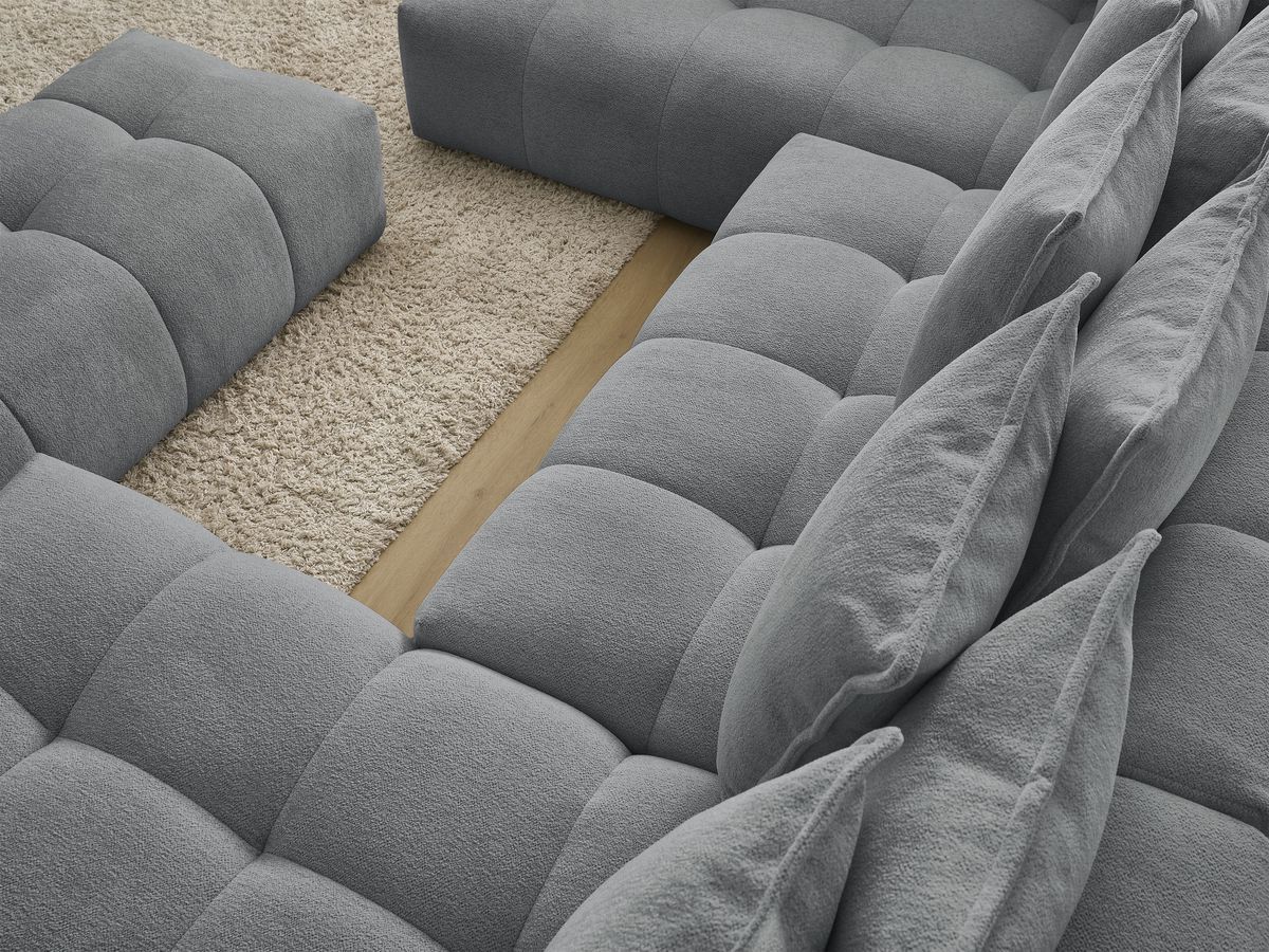 Bobochic Everest Wohnlandschaft mit Pouf, 14 Kissen Melange-Stoff Dunkelgrau Ecke rechts