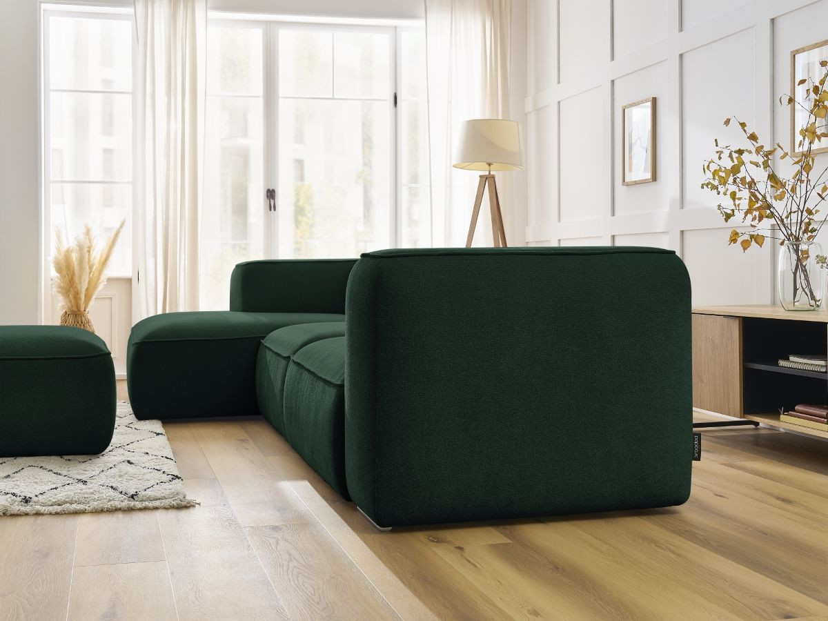 Bobochic Zephyr Ecksofa mit Pouf 349 × 165 cm Strukturstoff Grün Ecke links
