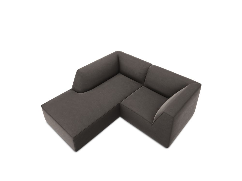 Cosmopolitan Design Ecksofa Siena 3-Sitzer Samt Salvador Dunkelgrau Links