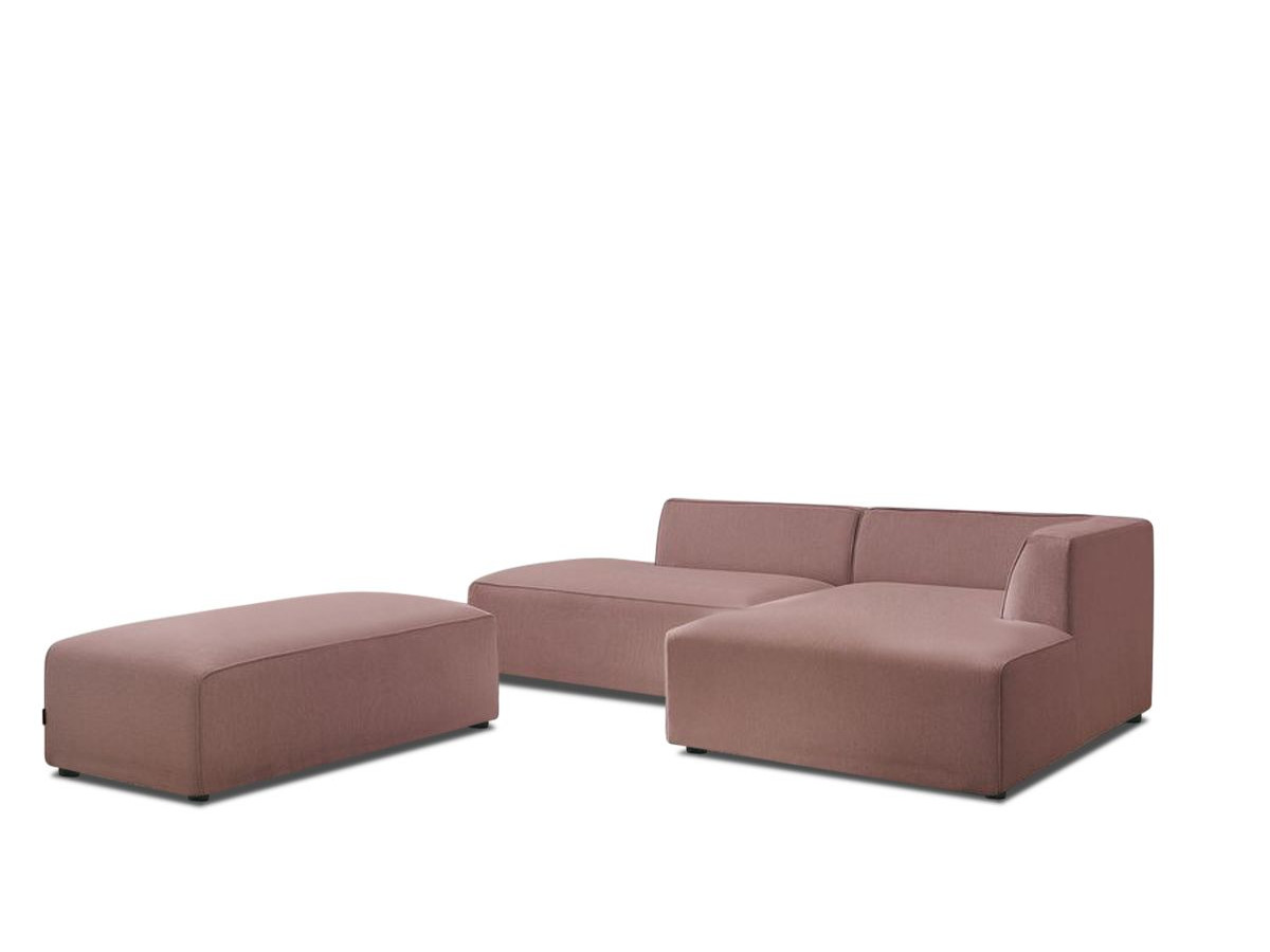 Bobochic Megeve Ecksofa mit Schlaffunktion und Pouf Melange-Stoff Rosa Ecke rechts