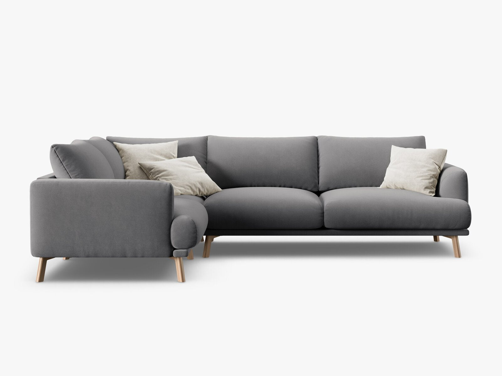 Micadoni Ecksofa Naomi 4-Sitzer große Version Links Samt Salvador Grau
