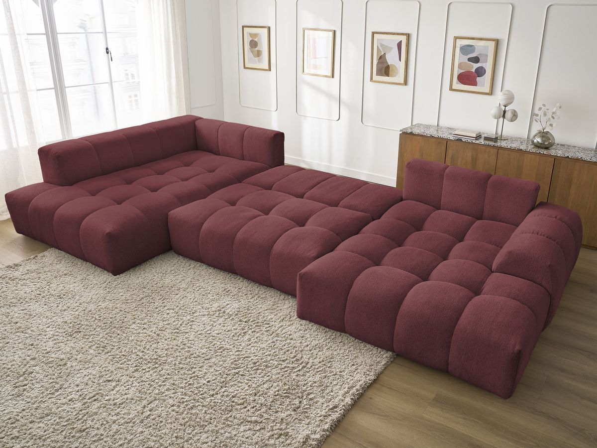 Bobochic Everest Wohnlandschaft, 6 Kissen Melange-Stoff Rot Ecke rechts