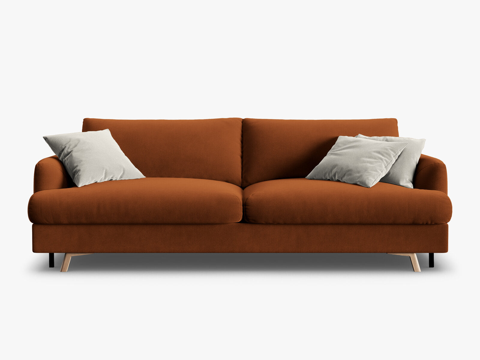 Micadoni Naomi Schlafsofa 3-Sitzer mit Bettkasten Samt Salvador Terrakotta