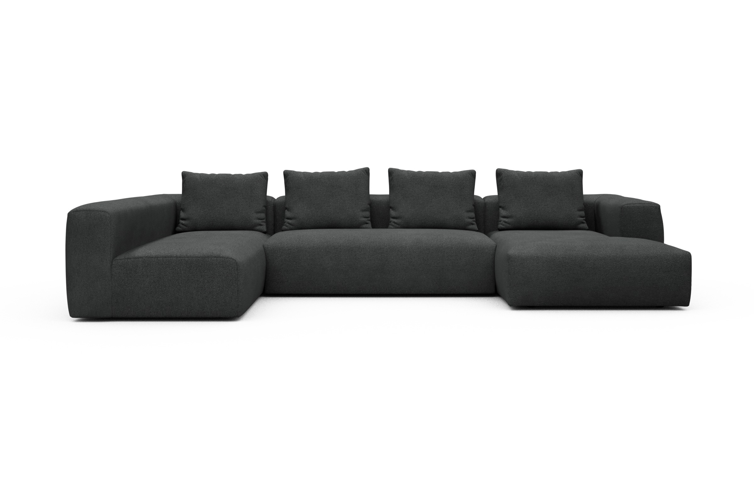 Skandi Home Wohnlandschaft Fred Chaiselongue rechts mit 2-Sitzer und lange Armlehne links Boucle-Charcoal moebelfaktor