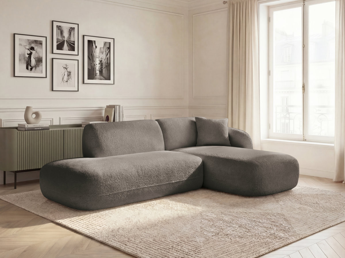 Bobochic Anda Ecksofa 241 × 163 cm Chenille Taupe Ecke rechts