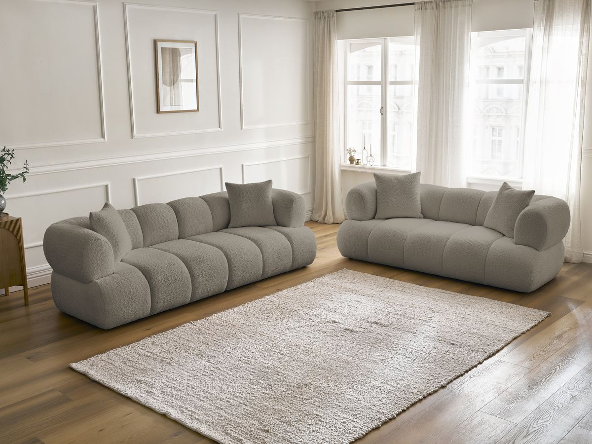 Bobochic Pamira Sofa 5-Sitzer Bouclé-Stoff Taupe