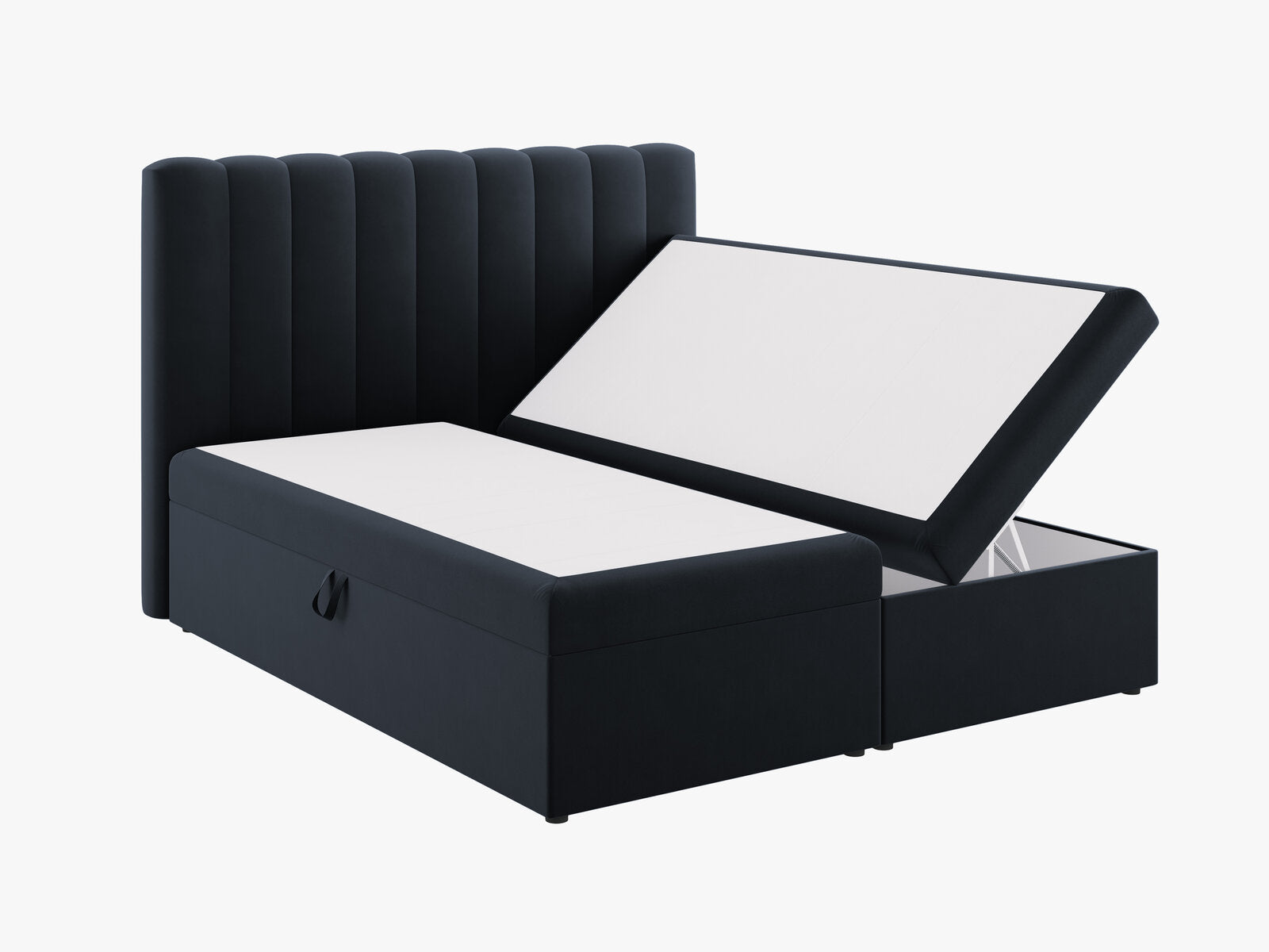 Micadoni Boxspringbett Kelp Samt Dunkelblau 180x200