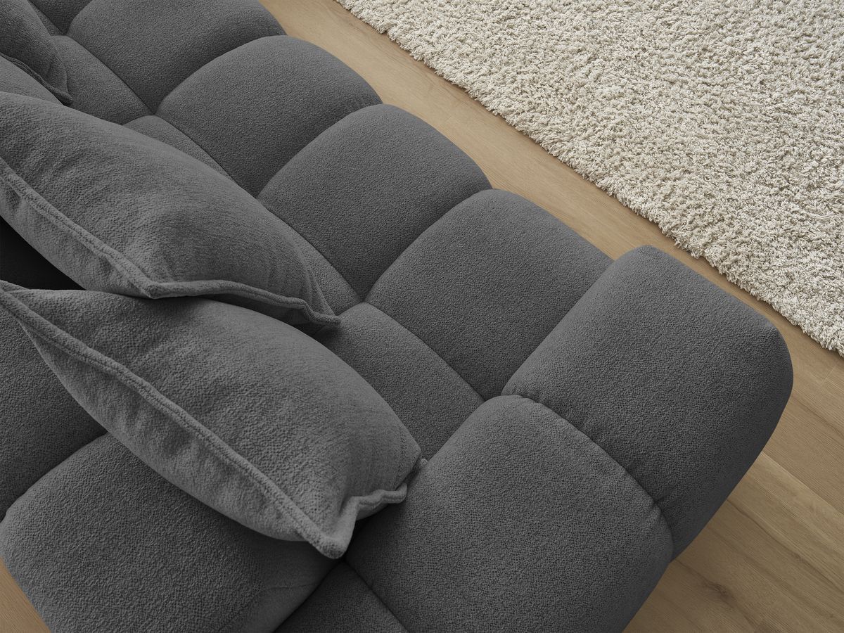Bobochic Everest Ecksofa, 10 Kissen Melange-Stoff Dunkelgrau Ecke rechts