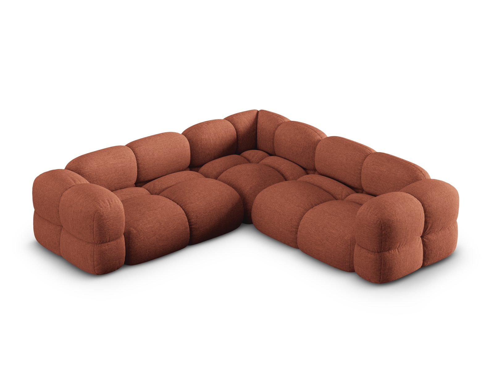 Cosmopolitan Design Symmetrisches Ecksofa Loretto 4-Sitzer Strukturierter Stoff Sorella Koralle