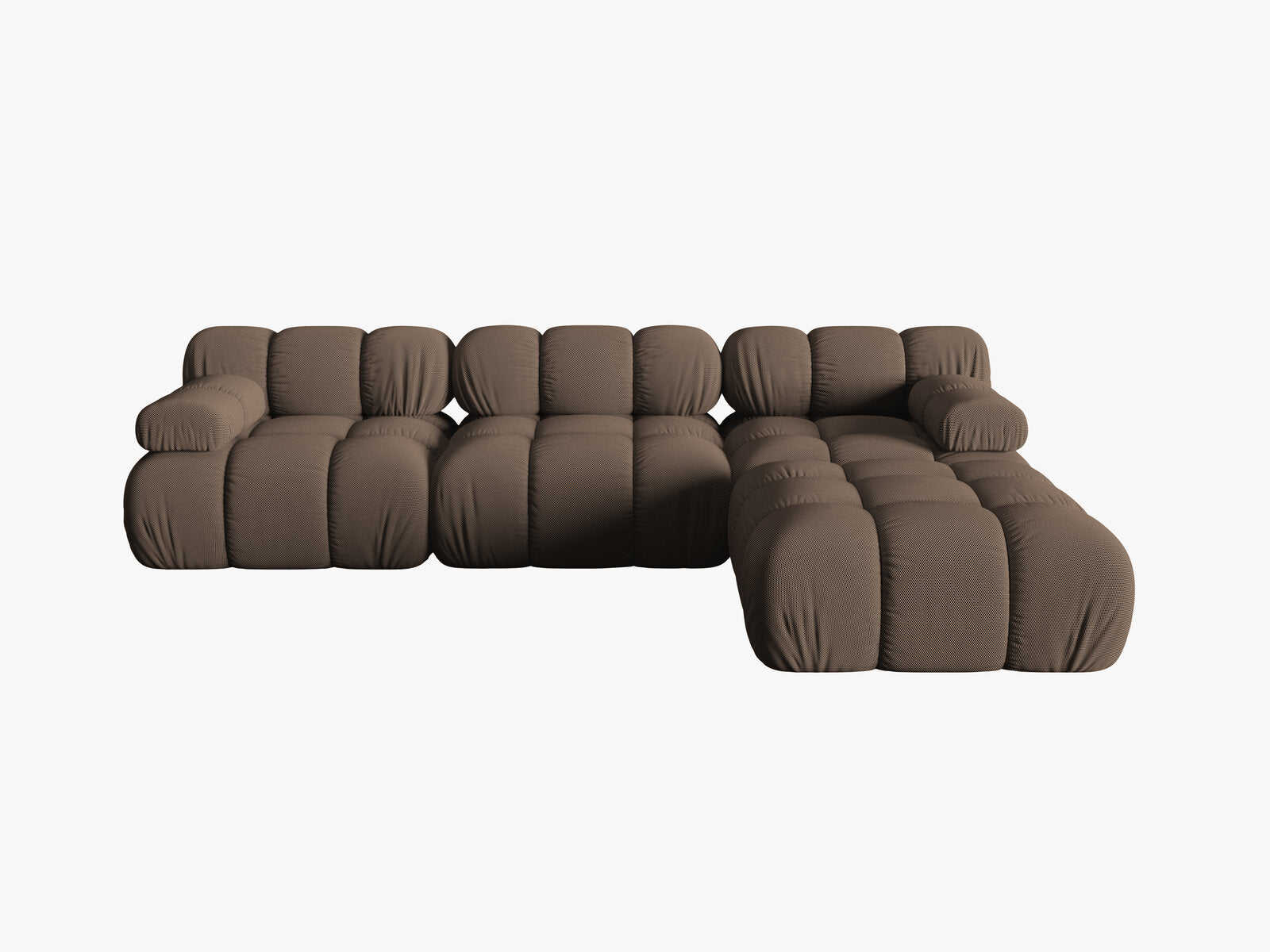 Micadoni Modulares Sofa Bellis 4-Sitzer mit flachem Modul 3D-Stoff Sonic Braun