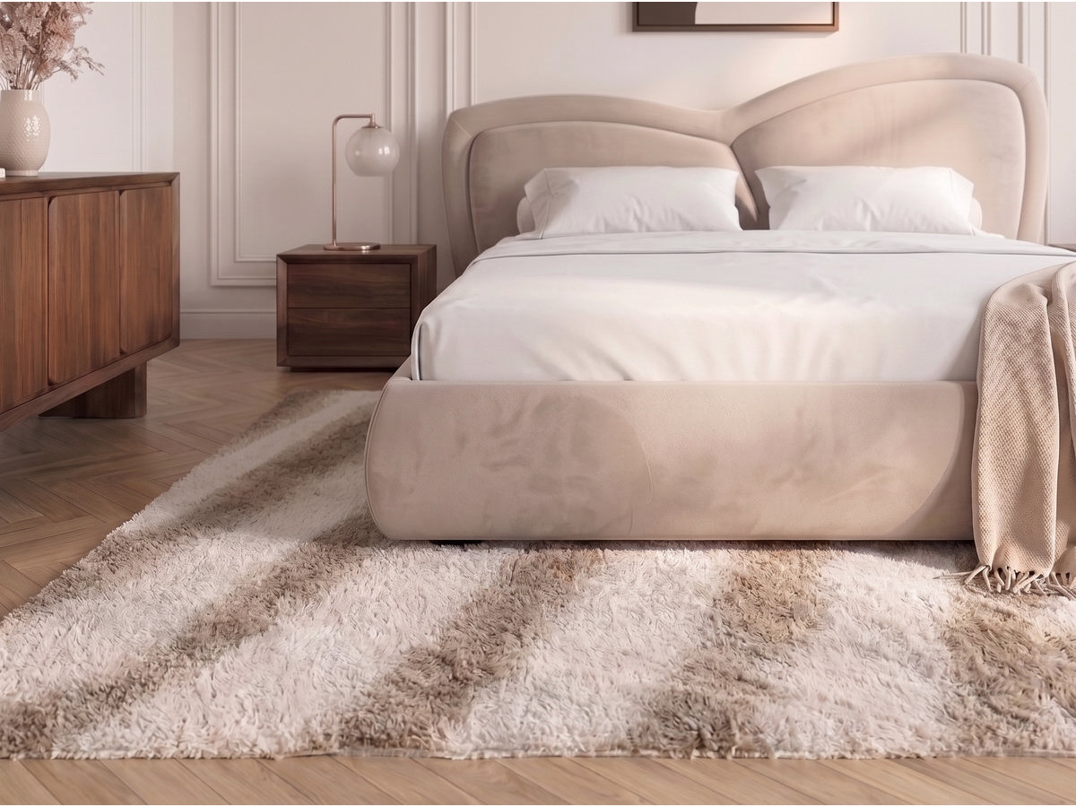 Bobochic Daniela Polsterbett Samt Beige, Liegefläche 160 × 200 cm