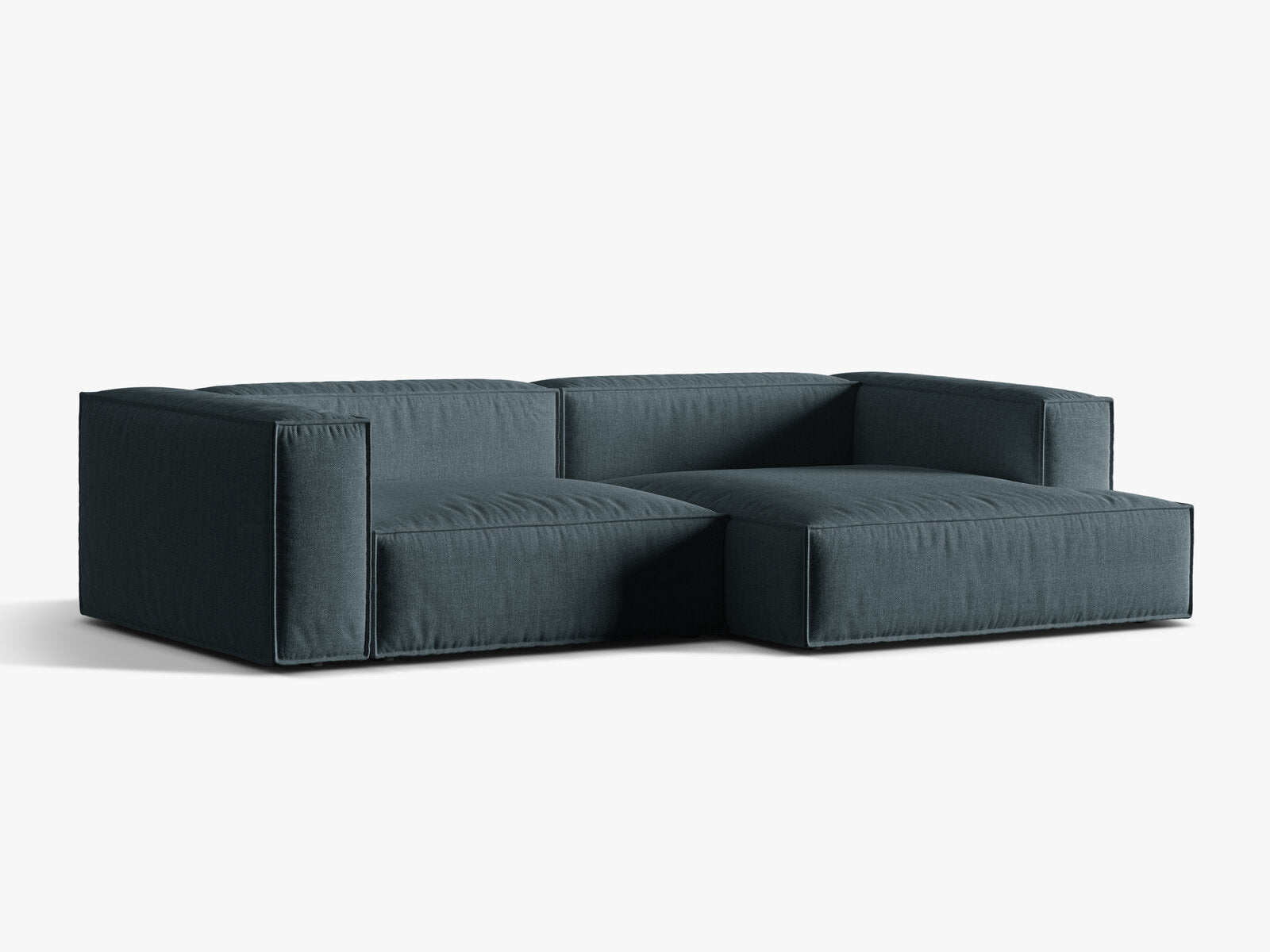 Micadoni Ecksofa Nuria 4-Sitzer Rechts Strukturierter Stoff Dunkel Petrol