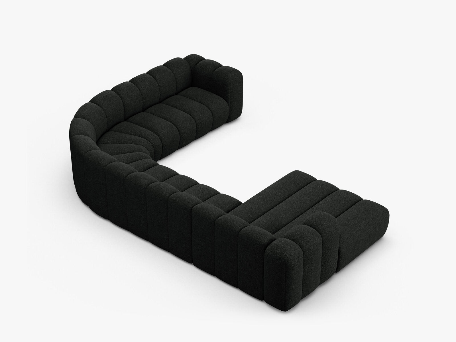 Micadoni Modulares Panorama Ecksofa Lupine 6-Sitzer Rechts Boucle Baloo Schwarz