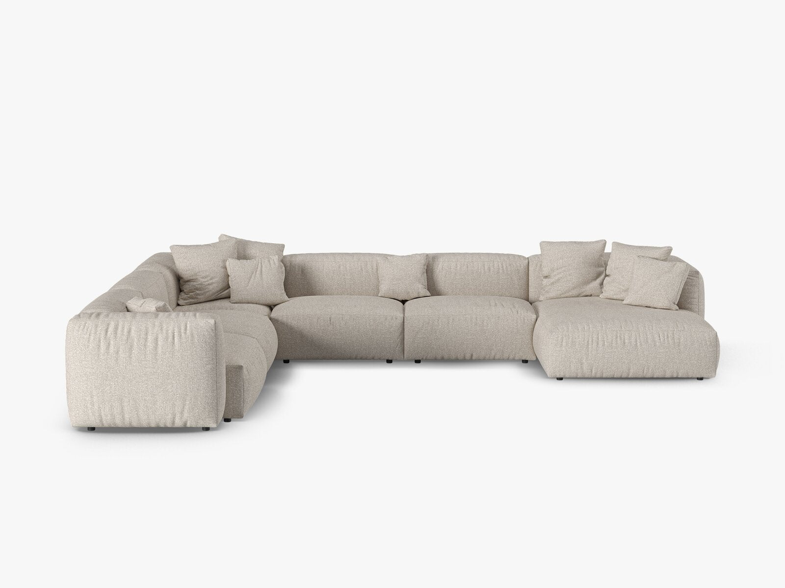 Micadoni modulares Ecksofa XL Martina 6-Sitzer 90cm Sitztiefe Links Boucle Monet Beige