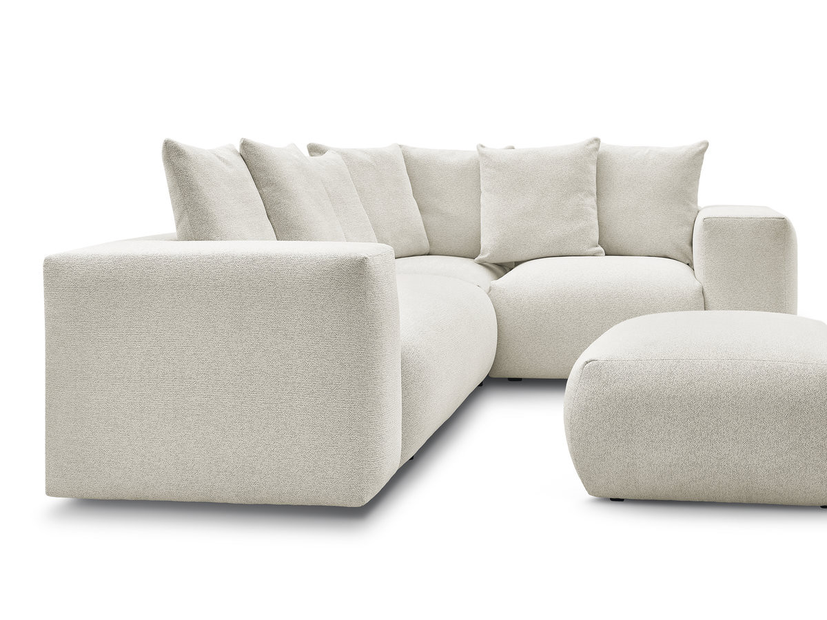 Bobochic Voltaire Ecksofa mit Pouf 268 × 214 cm Melange-Stoff Weiß Ecke rechts