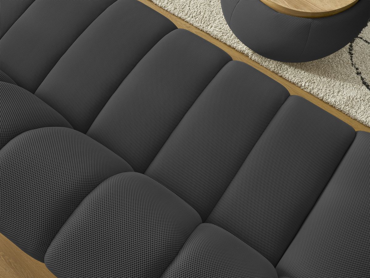 Bobochic Hayden Sofa 2-Sitzer mit Pouf Mesh-Stoff Schwarz