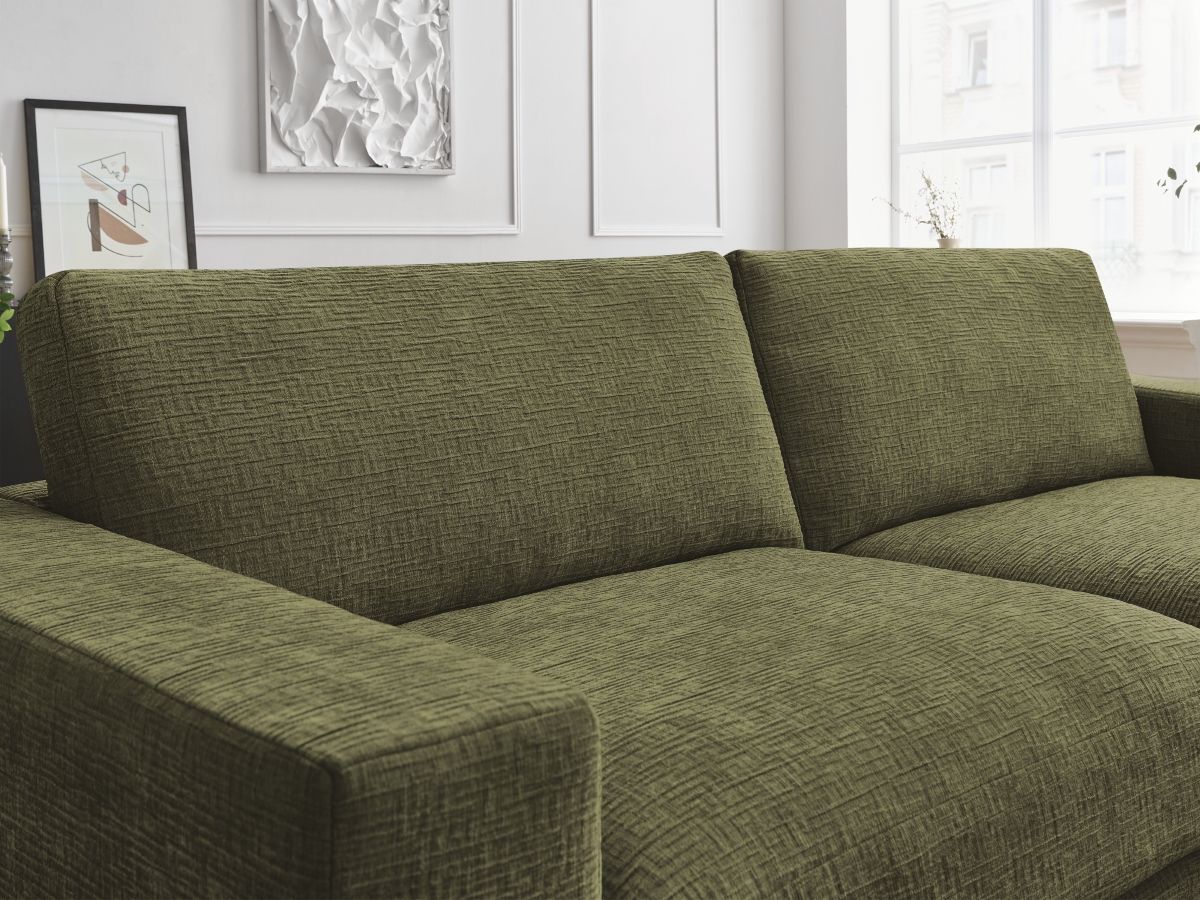 Bobochic Leonard Ecksofa 234 × 159 cm Strukturstoff Grün Ecke rechts