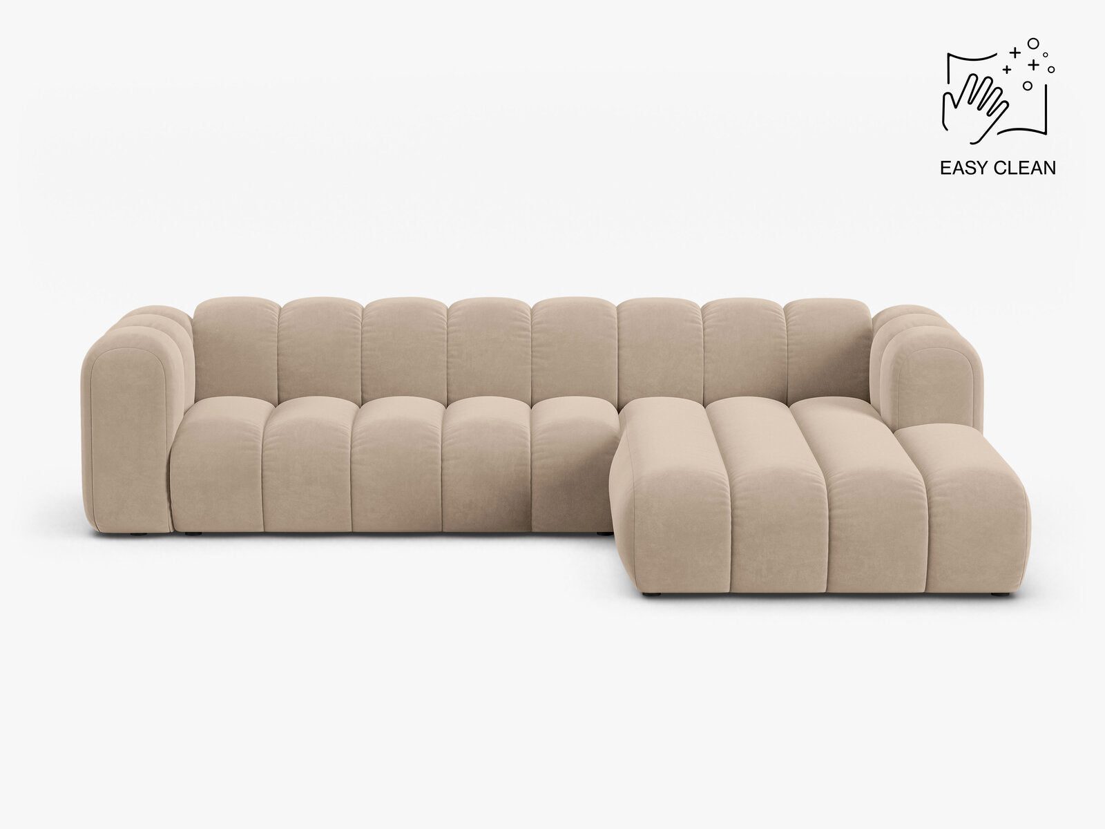 Micadoni Modulares Ecksofa Lupine 4-Sitzer Samt Venus Beige Rechts