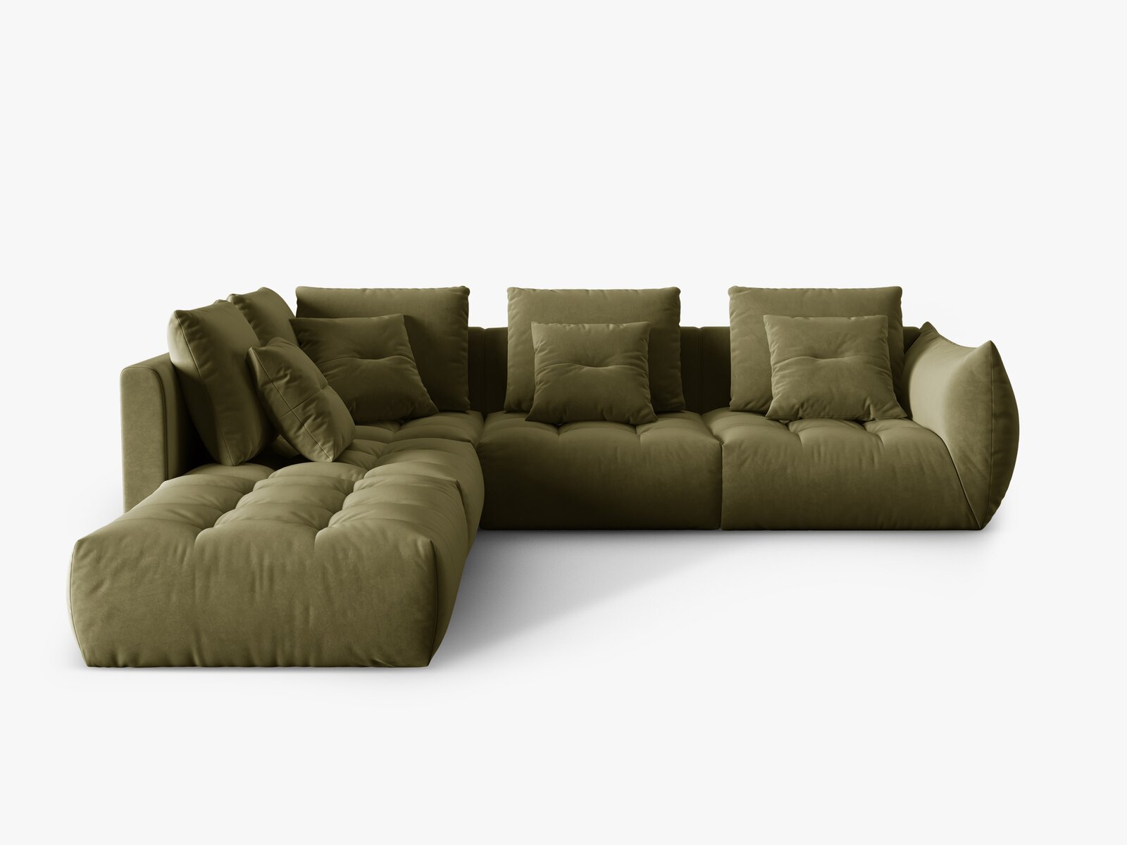 Micadoni Ecksofa Bloom 5-Sitzer Links Samt Hellgrün