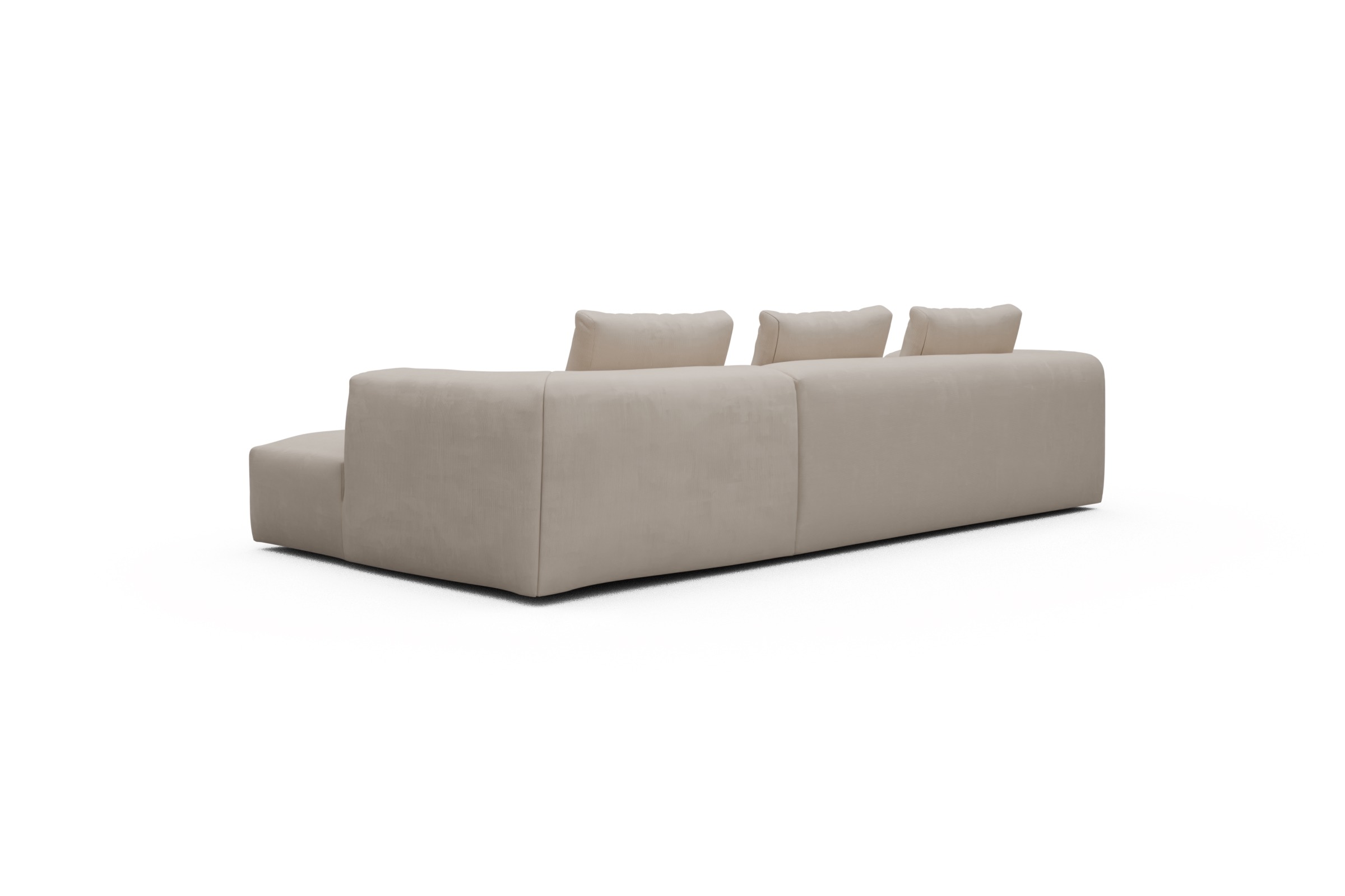 Ecksofa Fred Chaiselongue rechts mit 2,5-Sitzer Cordufine-Off-White