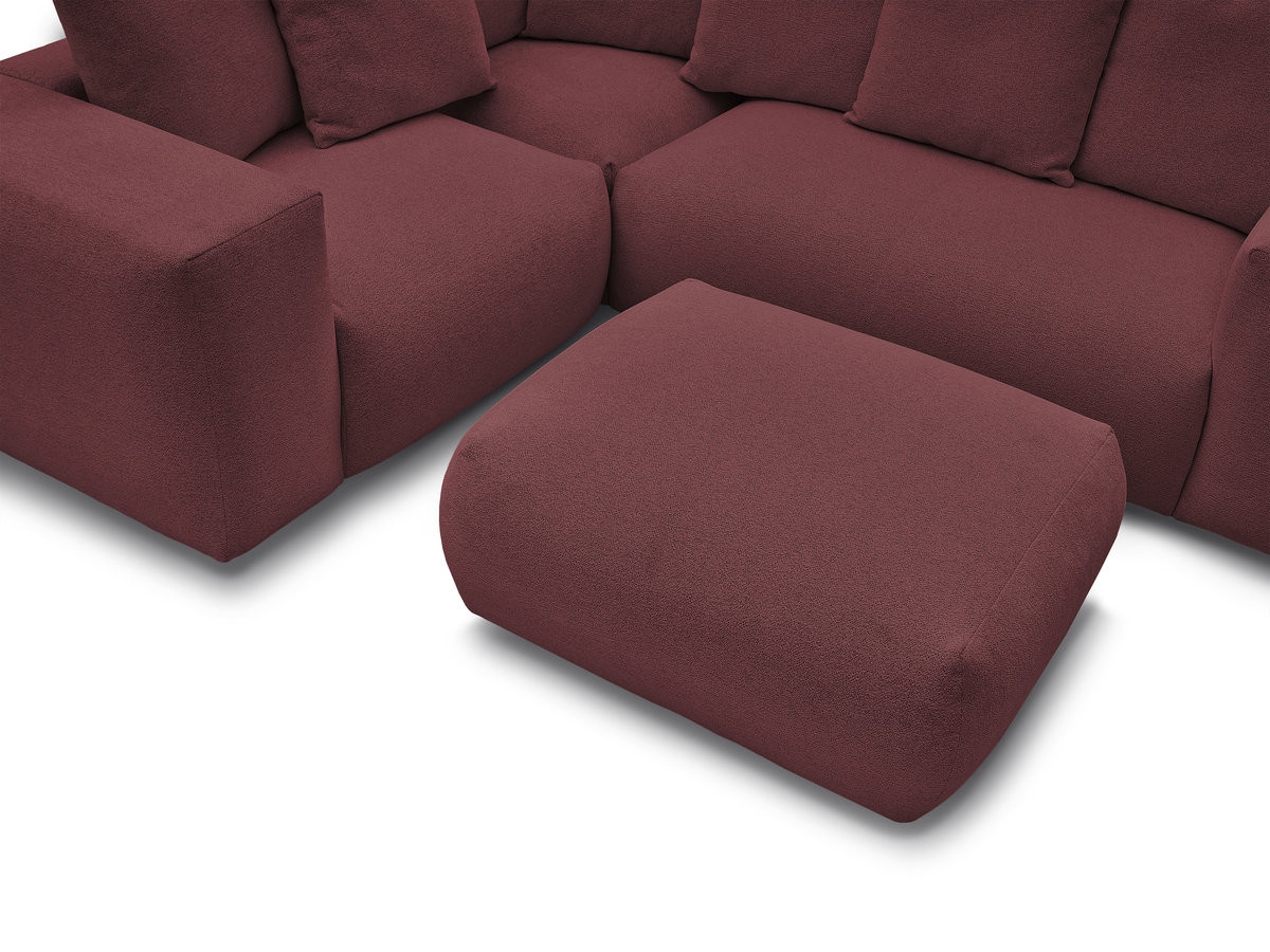 Bobochic Voltaire Ecksofa mit Pouf 268 × 214 cm Melange-Stoff Rot Ecke links