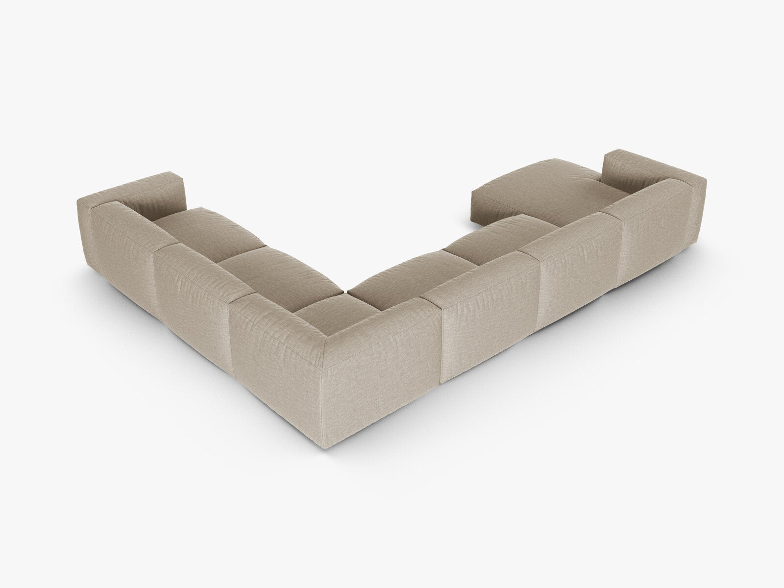 Micadoni modulares Ecksofa XL Martina 6-Sitzer 90cm Sitztiefe Rechts Strukturierter Stoff Boston Helles Beige