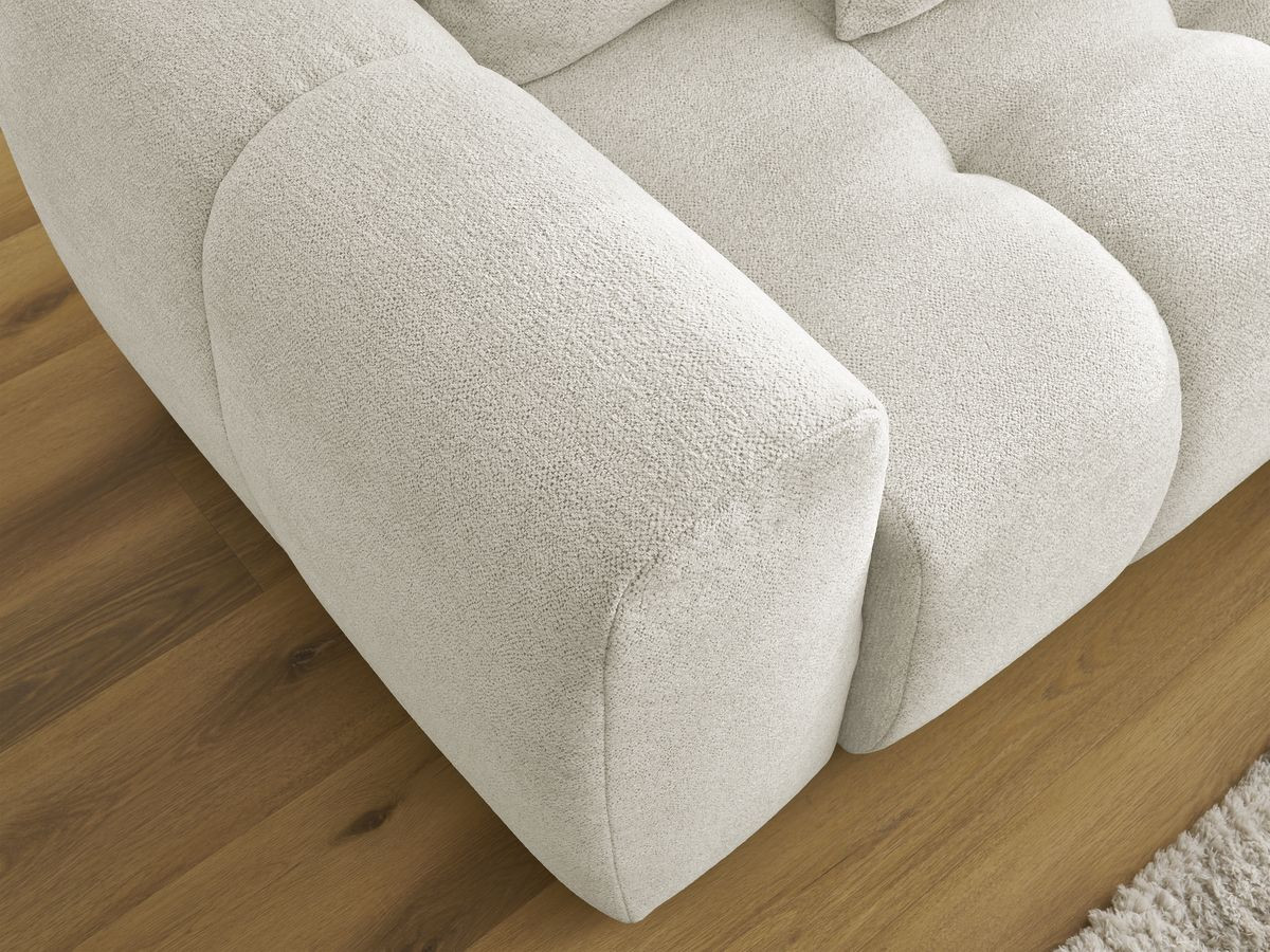 Bobochic Roxelane Ecksofa mit Schlaffunktion und Bettkasten 258 × 150 cm Melange-Stoff Weiß Ecke rechts