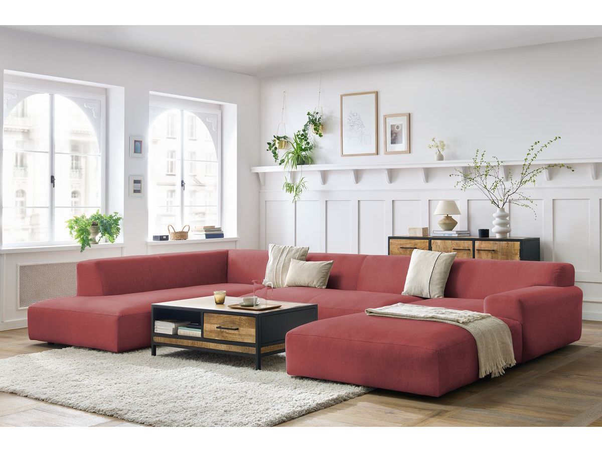 Bobochic Lavena Wohnlandschaft 399 × 220 cm Samt Orange Ecke rechts