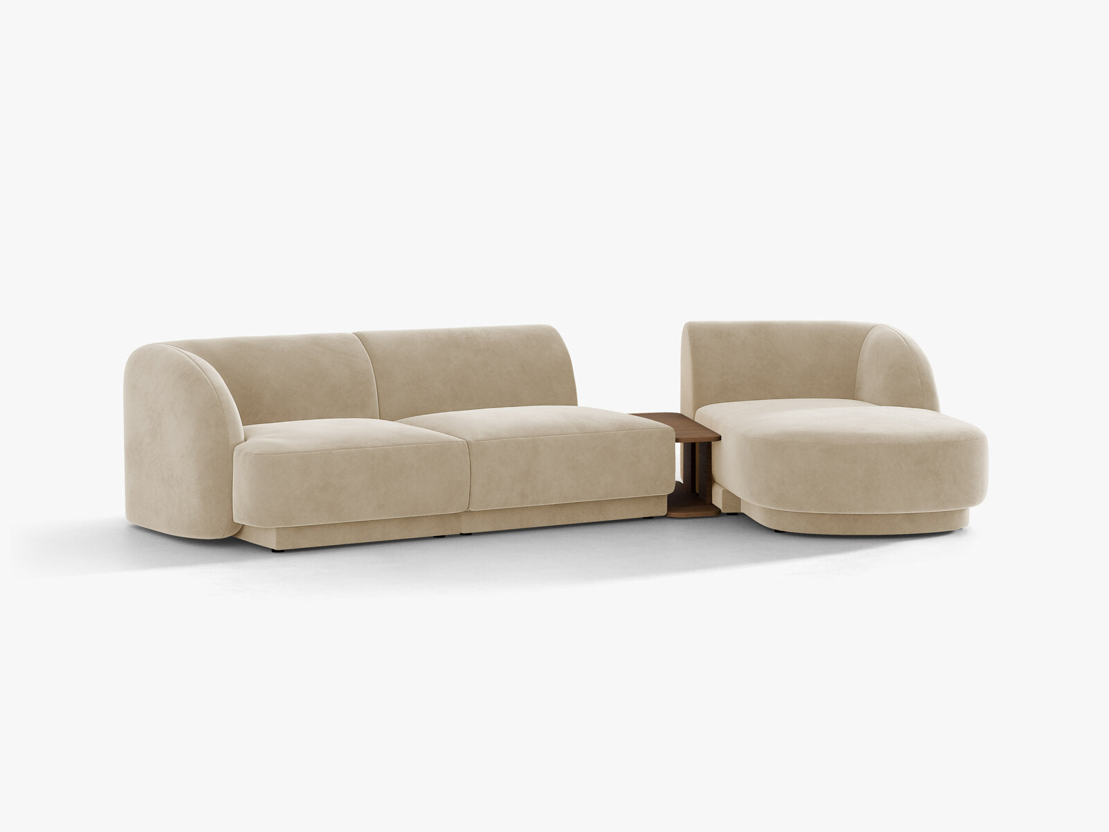 Micadoni Modulares Sofa Miley mit Recamiere 3-Sitzer Rechts Samt Venus Beige
