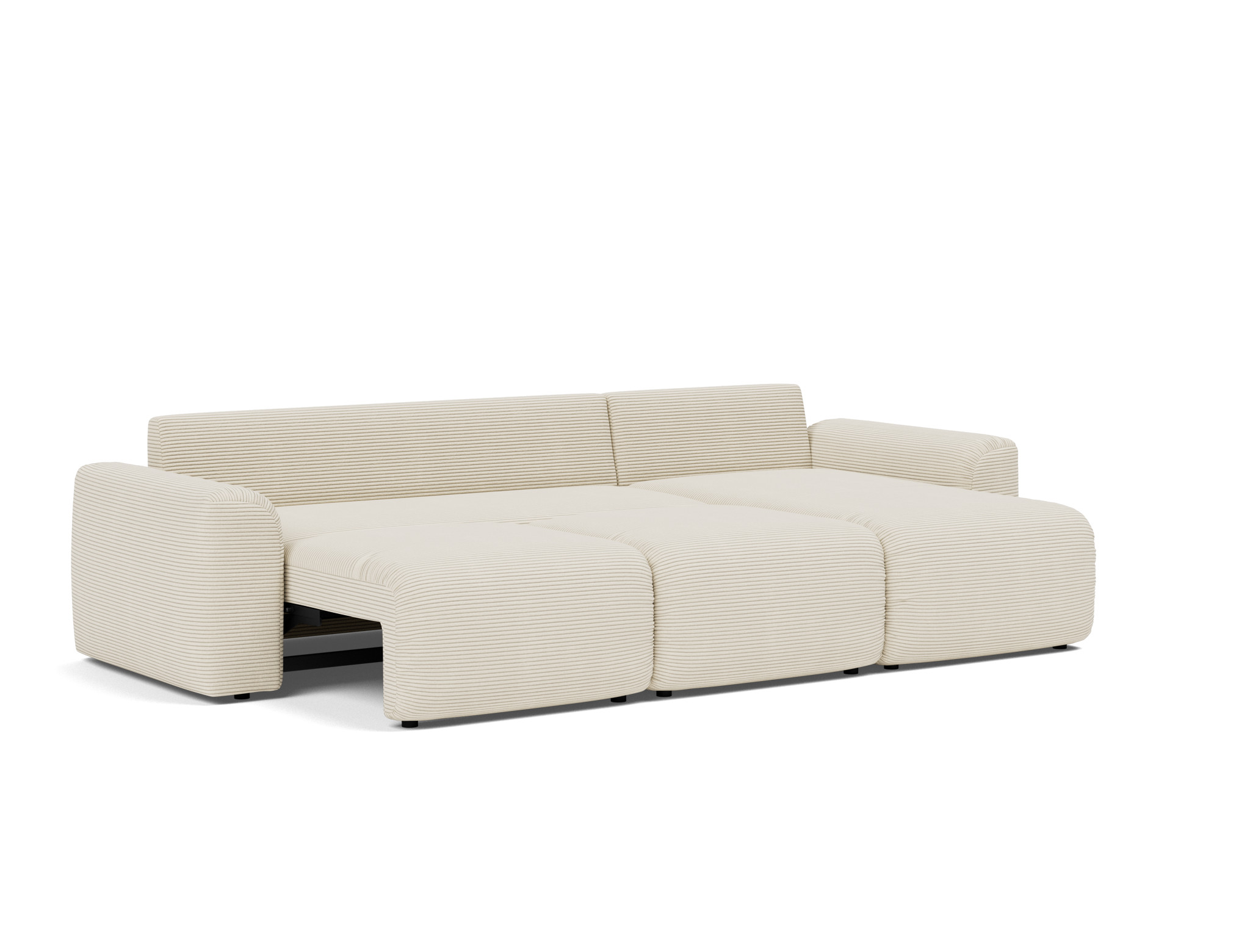 Schlafsofa Norum mit Chaiselongue und Chunky-Armlehnen Kord Corduroy 594-Ivory