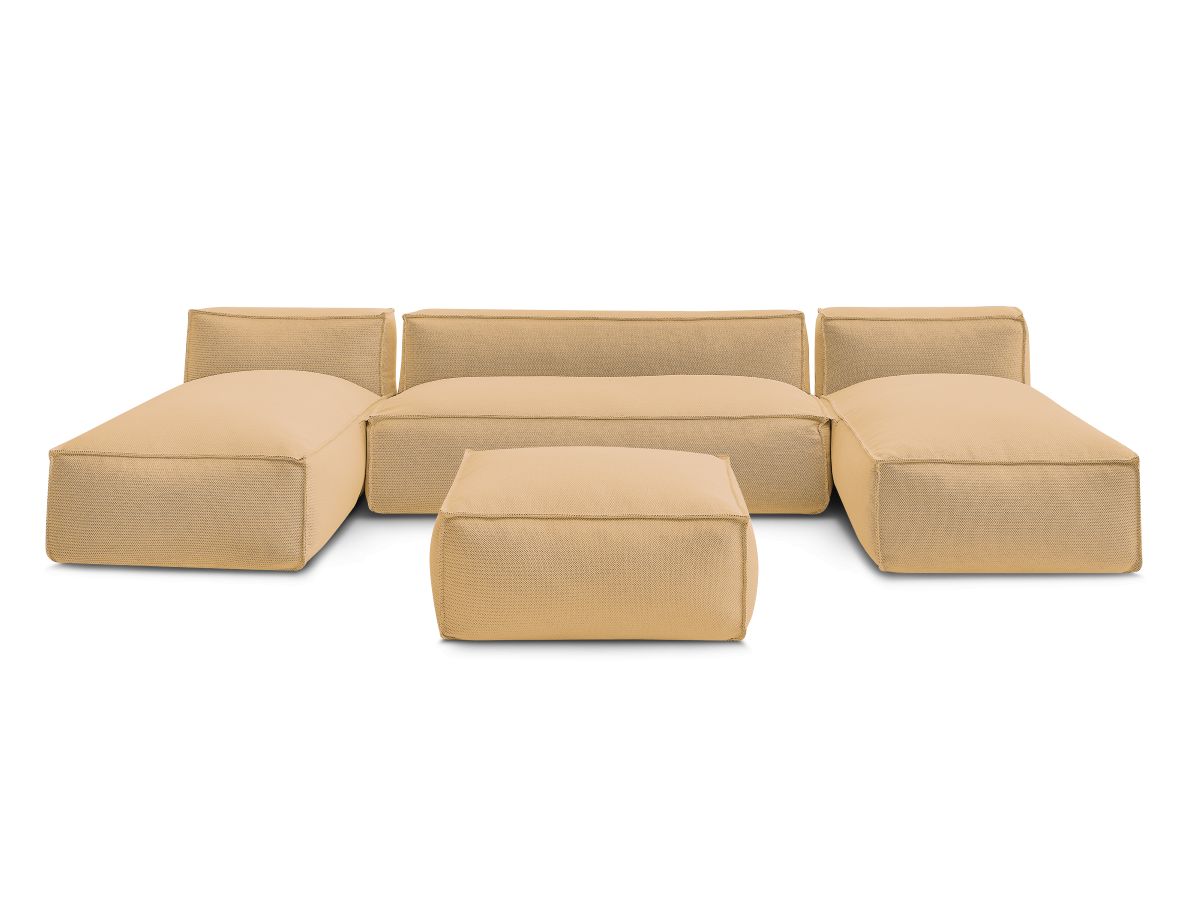 Bobochic Biarritz Gartensofa 4-Sitzer mit Pouf 332 × 168 cm Melange-Stoff Orange