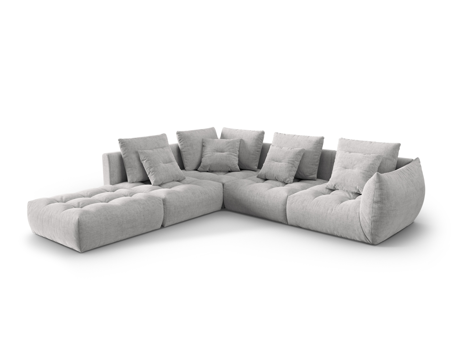 Micadoni Ecksofa Bloom 5-Sitzer Links Strukturierter Stoff Silber