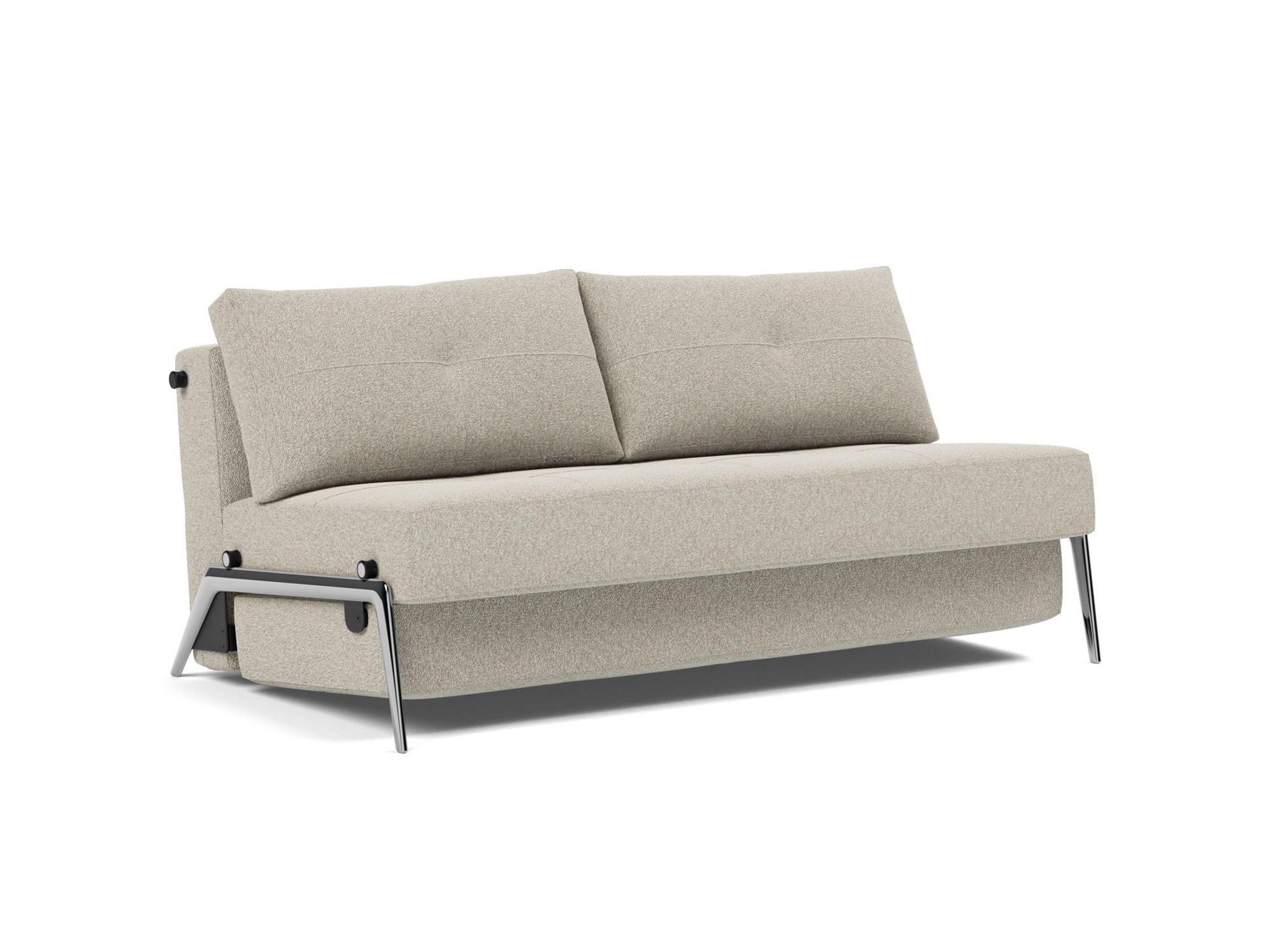 Schlafsofa Cubed 160 Boucle Skandi 539-Beige Beine Aluminium