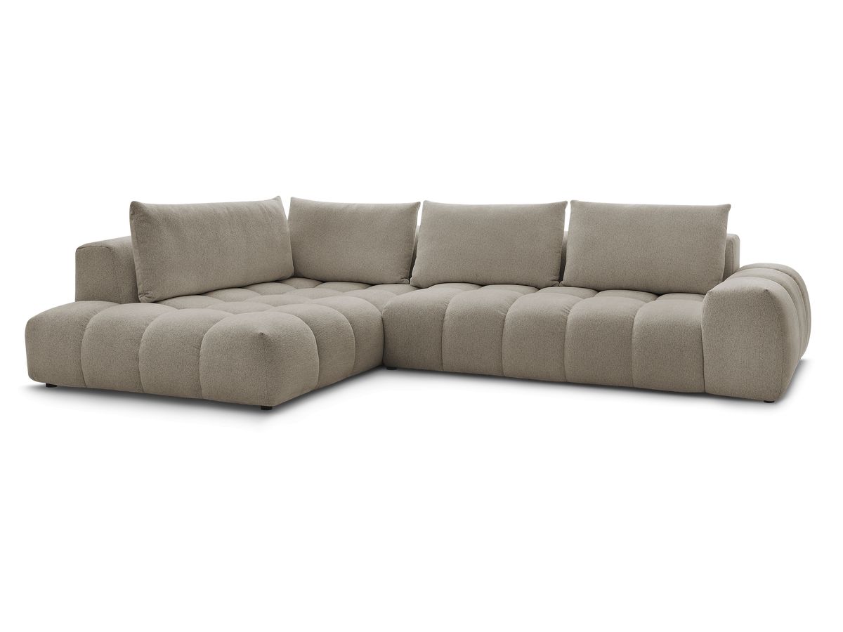 Bobochic Everest Ecksofa, 4 Kissen Melange-Stoff Taupe Ecke links