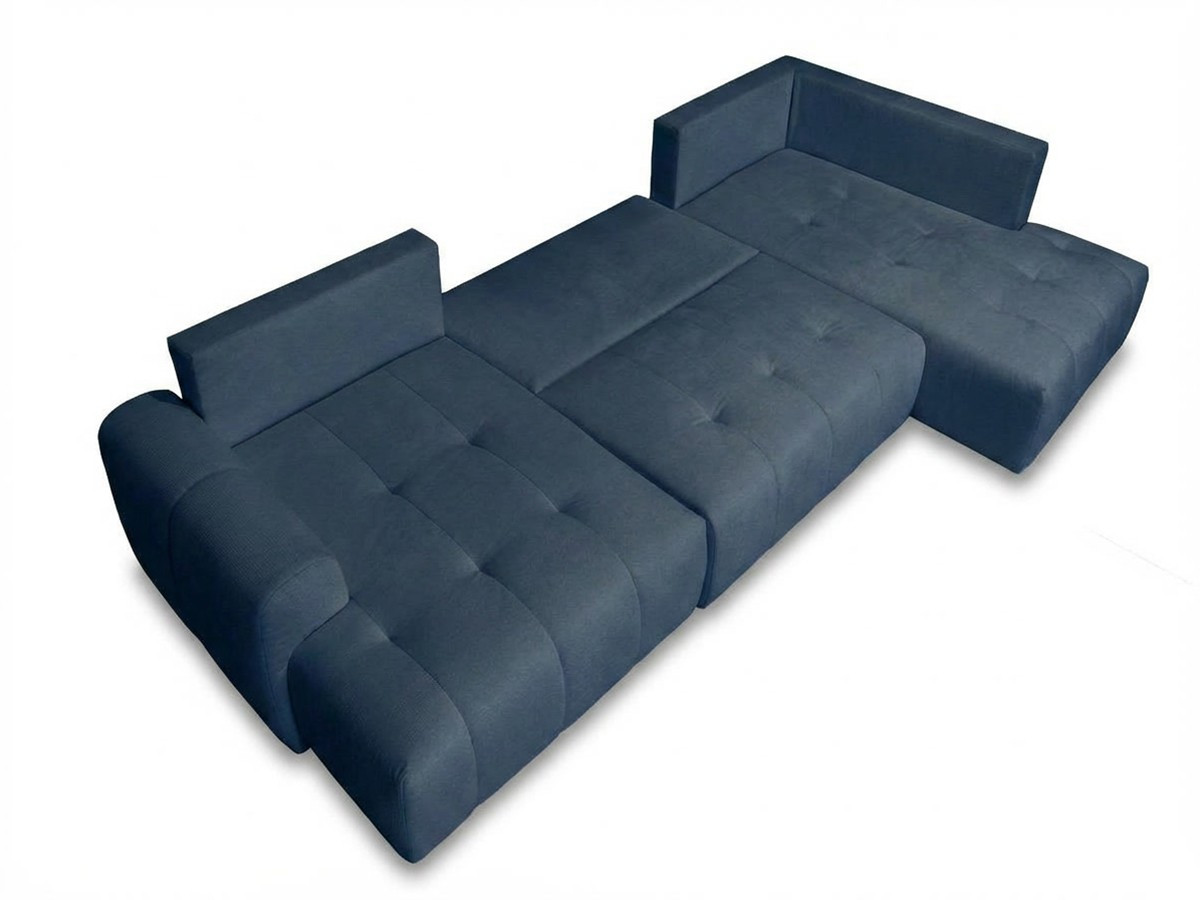 Bobochic Roxelane Wohnlandschaft mit Pouf Melange-Stoff Dunkelblau Ecke links