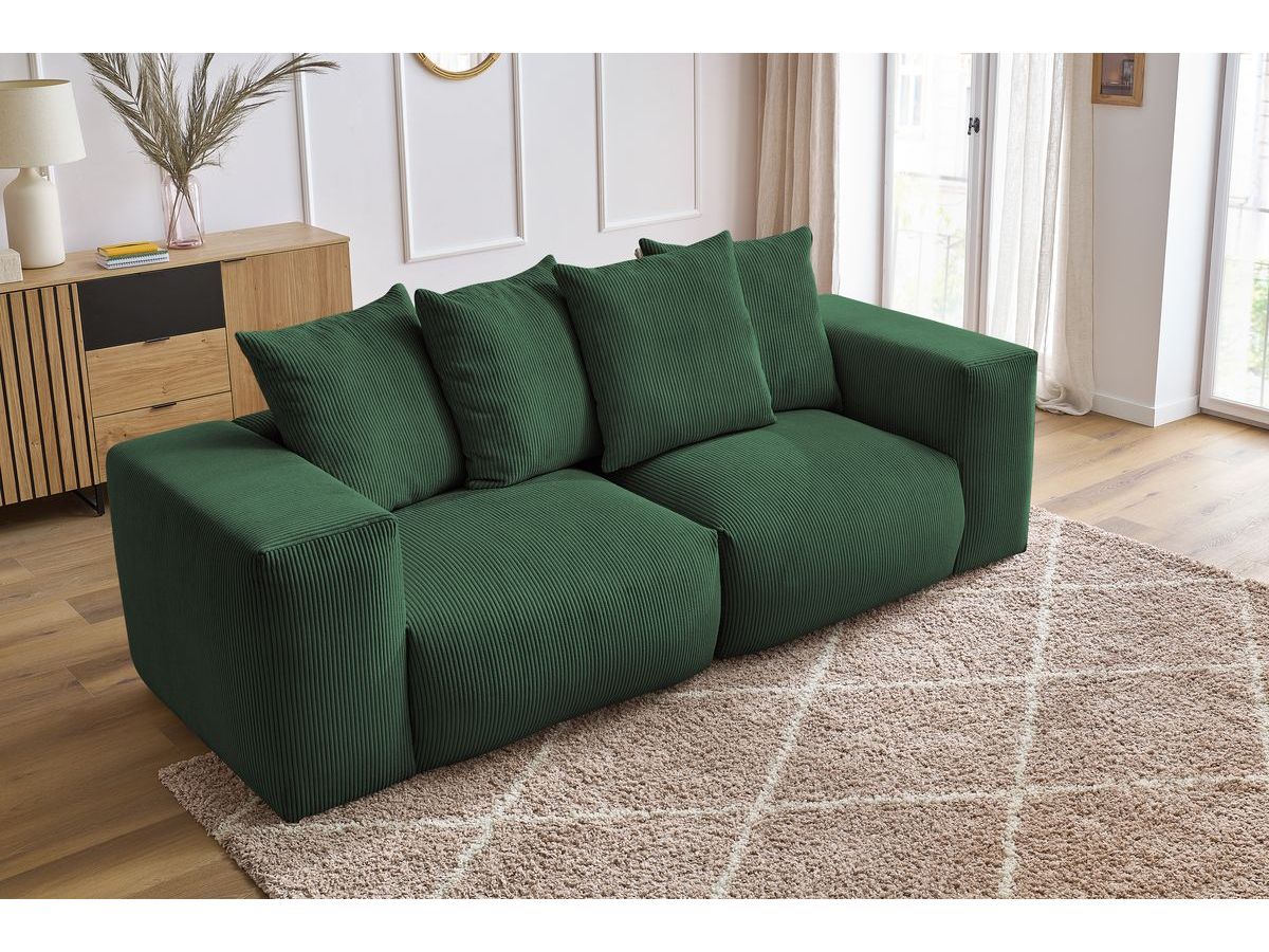 Bobochic Voltaire Sofa 3-Sitzer 248 × 100 cm Cordsamt Grün