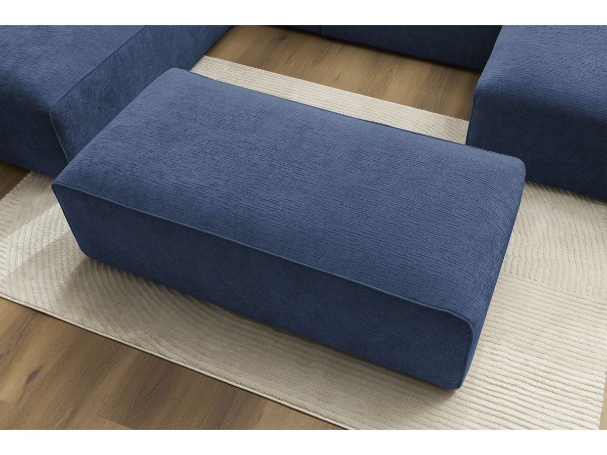 Bobochic Megeve Wohnlandschaft mit Pouf Strukturstoff Dunkelblau Ecke rechts
