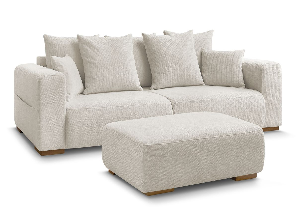 Bobochic Sidonie Sofa 4-Sitzer mit Pouf Melange-Stoff Beige