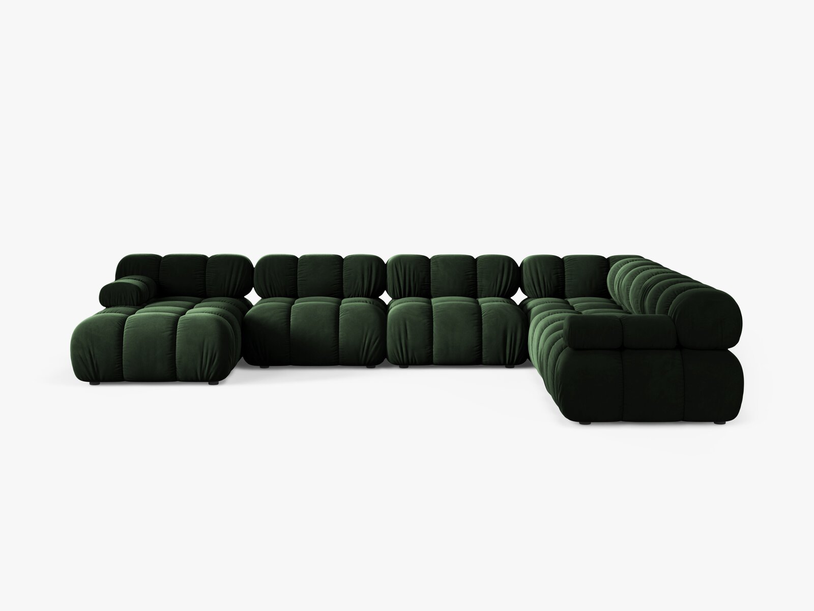 Micadoni Modulares Panorama Ecksofa Bellis 8-Sitzer Rechts Samt Venus Flaschengrün