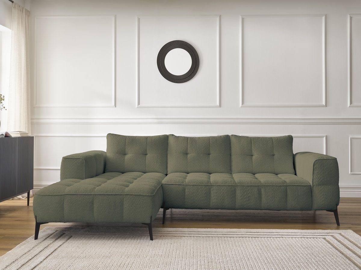 Bobochic Anis Ecksofa Bouclé-Stoff Grün Ecke links